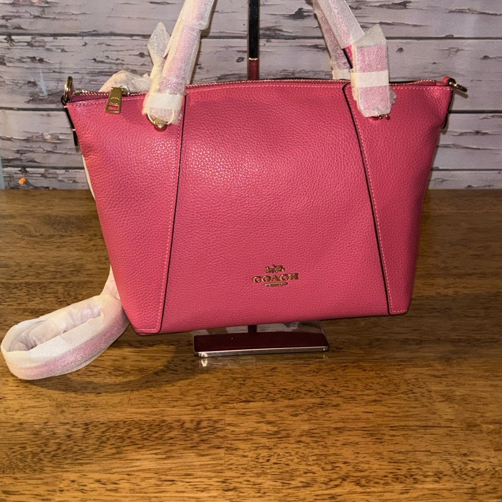Coach Kacey satchel in pink pebbled leather.